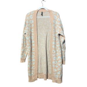 Spot Lite Los Angeles Long line Animal Print Open Front Cardigan Women's Size M